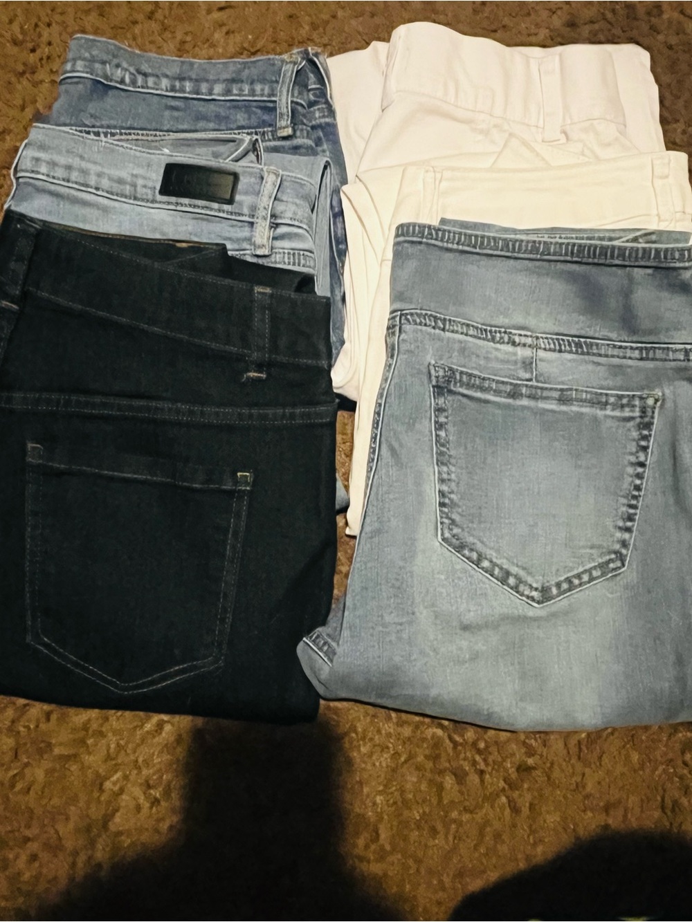 Women’s Stretch Jeans - Light Blue, Dark Blue & White BUNDLE